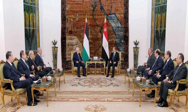 جانب من المباحثات المصرية الفلسطنية