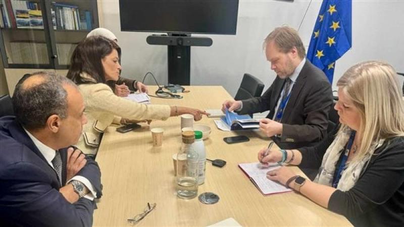 الدكتورة رانيا المشاط خلال لقاءها مع كيرت فاندنبرجي،فيتو