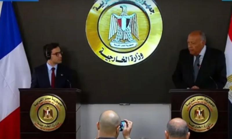 مؤتمر صحفى مشترك لوزير خارجية فرنسا مع سامح شكري وزير الخارجية