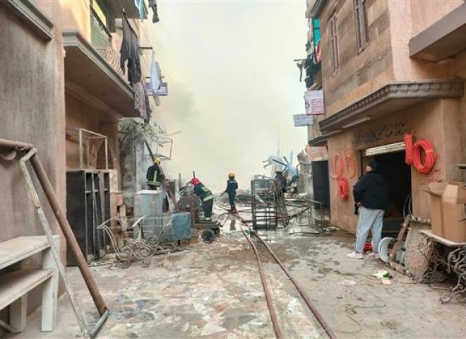 أول صور من موقع حريق لوكيشن مسلسل الكينج باستوديو مصر