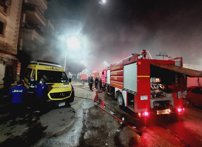 ارتفاع ضحايا حريق مصنع ملابس بسرايا القبة