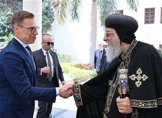 البابا تواضروس الثاني يستقبل رئيس فنلندا بالمقر البابوي في القاهرة